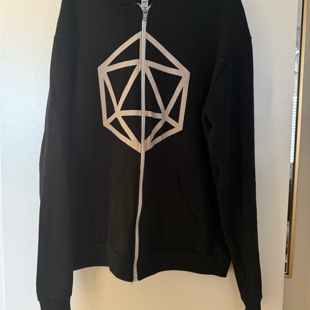 Black Zip-Up Hoodie with D&D Design